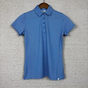 Lady Hagan Top Womens‎ XS Capri Blue Jacquard Short Sleeve Polo Moisture Wicking